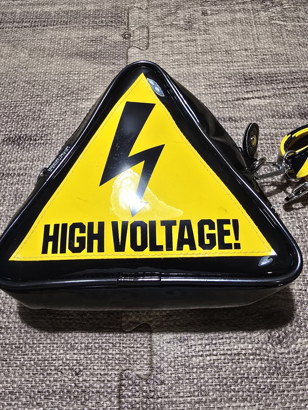 Vintage FX Creations High Voltage Purse Vinyl Y2K 90s Crossbody Mini Bag Yellow